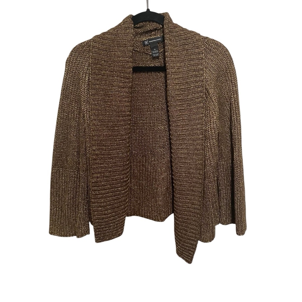 Inc International Concepts Women's Brown/Gold Knit‎ Open Cardigan Size XL